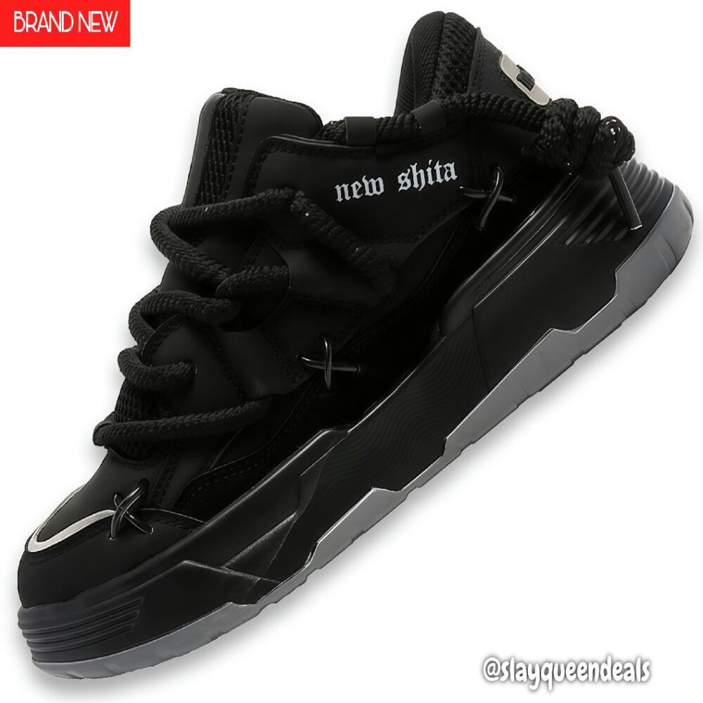 Faux Leather Platform Sneakers Lightweight Height Increasing Casual Shoes